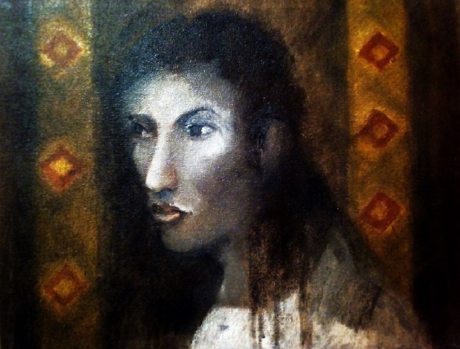 Portrait with Red Squares 41524